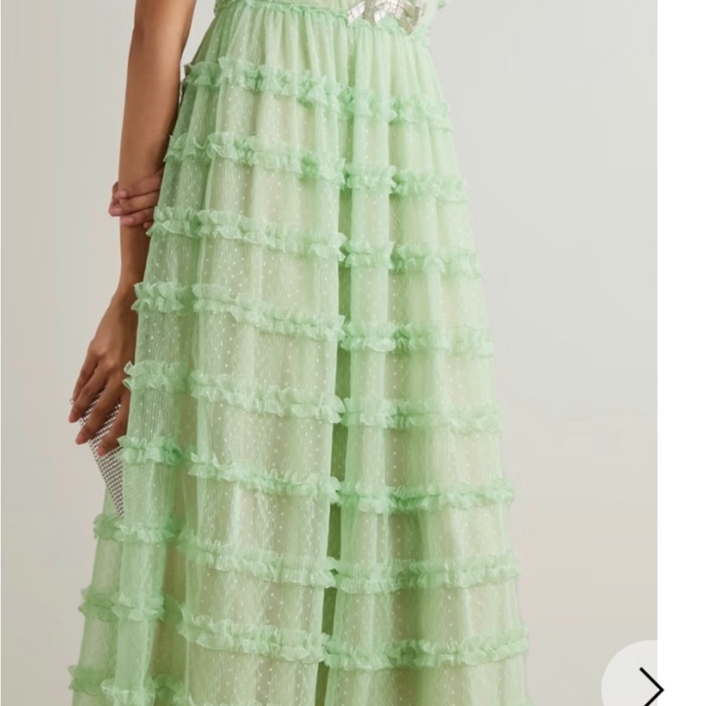 SALONI Sheer Mint Green Tiered Ruffle Dress - Picture 2 of 5